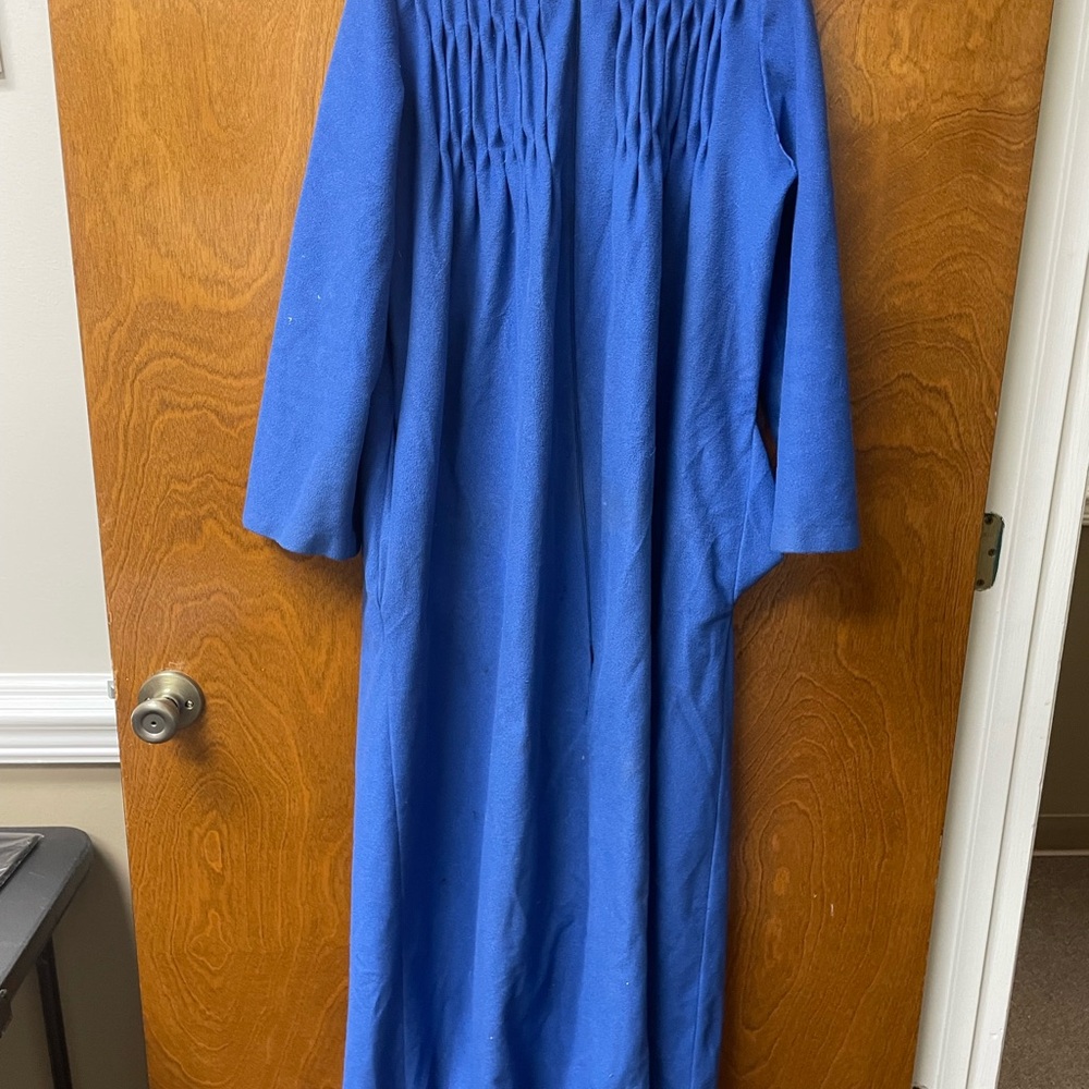 Vibrant Blue Gathered Long Sleeve Dress